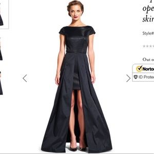 Adrianna Papell hi-low black metallic dress